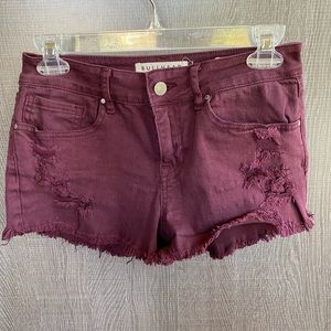 Bullhead Maroon Denim Shorts
